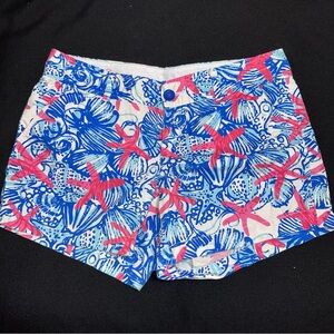 Lilly Pulitzer Callahan shorts size 6 royal Blue and coral starfish
